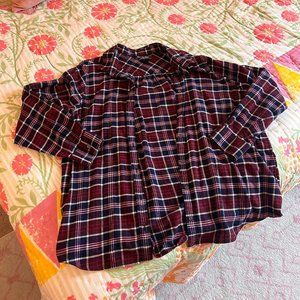 NWOT Lands' End Women's Plus Size Flannel Boyfriend Fit Long Sleeve Shirt